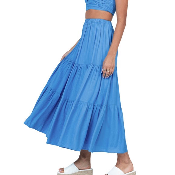 Princess Polly Skirt Allie Tiered Layered Maxi Skirt Rayon Flowy Angelic NWOT - Picture 4 of 13